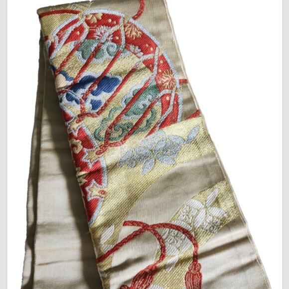 Japanese Obi for Kimono Lot of 2 Machine Embroidered Heavy Fabric Formal… - Picture 3 of 11